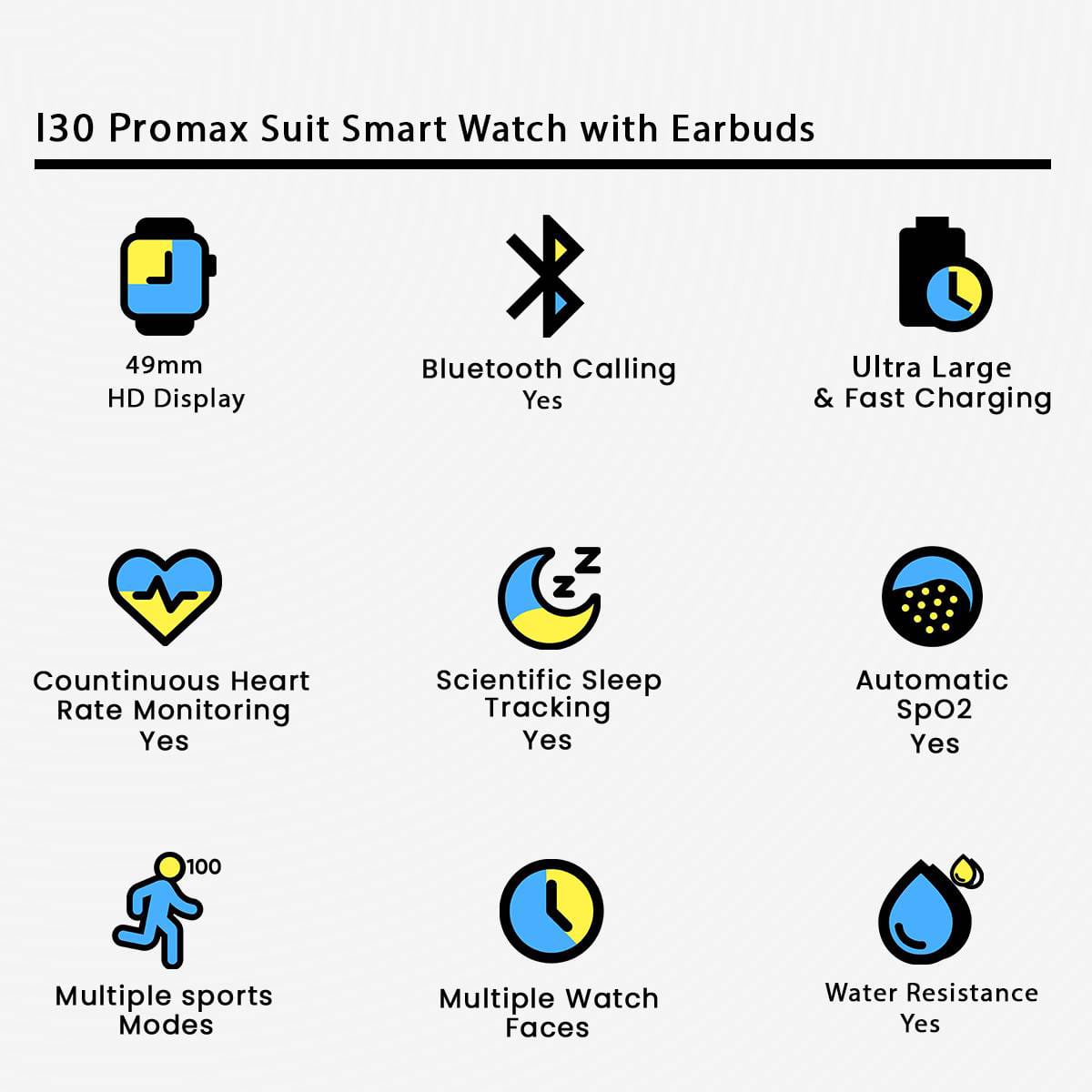 i30 PRO Max Suit Smart Watch 7+4 with Earbuds