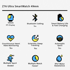 Z76 Ultra Gold Watch 8 2.06 inch screen 49mm Double Strap Steel Strip Wireless Charging Call Ultra 8 Men And Women Smart watch